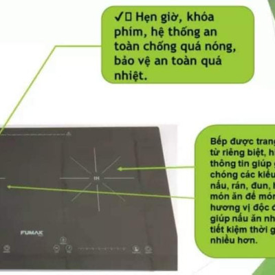 Bếp Từ Đôi Fumak FM-IC2000 Mặt kính cường lực, hệ thống cảm ứng, công suất 4000W - Hàng Chính Hãng