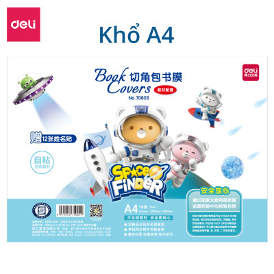 Set Decal Bọc Sách Vở Dán Bìa Trong Suốt Chống Nước Nhiều Kích Cỡ Deli - Bọc SGK Vở Sổ Tay Ghi Chép Truyện Tiều Thuyết - Lưu Trữ Bền Đẹp - 70603 / 70602 / 70601