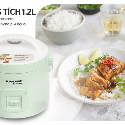 Nồi Cơm Điện Nắp Gài 1.2L Sunhouse Mama SHD8265B - Hàng Chính Hãng