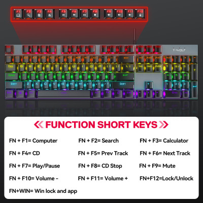 Bàn Phím Cơ T-WOLF T17 USB- Hàng Chính Hãng 