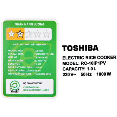 Nồi cơm cao tần Toshiba RC-10IP1PV (1 Lít) - Hàng Chính Hãng