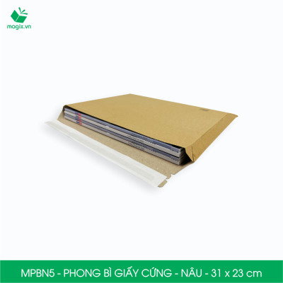 MPBN5 - 31x23 cm - Combo 60 phong bì giấy cứng đóng hàng màu nâu thay thế túi gói hàng