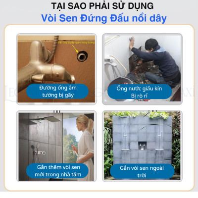 [ĐẤU NỔI] Bộ Vòi Sen Tắm Đứng Nóng Lạnh Đấu Nổi, Lắp Đặt Được Ngoài Trời, Làm Bằng Thép Không Rỉ, Lắp Đặt Dễ Dàng