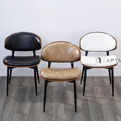 Ghế phòng ăn nệm nâu Cafe ECO 41A-P Nội thất Capta Ghế ăn cao cấp khung gỗ Polywood có bọc nệm simili chân ghế sắt sơn tĩnh điện màu đen