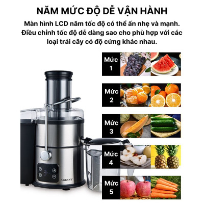 Máy ép trái cây đa năng SOKANY SK-03014 công suất cao lên đến 1200W, ép được trái cây hoa quả nhanh chóng - HÀNG CHÍNH HÃNG