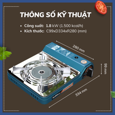 Bếp Gas Mini/Du Lịch Hồng Ngoại NaMilux PL2027PS/Van Ngắt Gas Tự Động 2 Cấp - Giải Pháp Chống Nổ Lon Gas/Hàng Chính Hãng