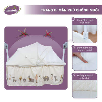 Nôi điện cho bé điều khiển từ xa kết hợp nhạc trắng ru ngủ Mastela SG239 - Nôi cho bé sơ sinh đu đưa tự động