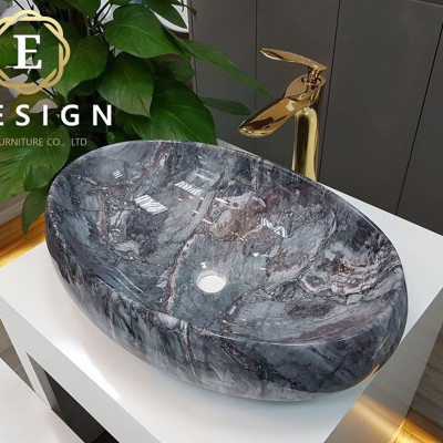 CHẬU LAVABO HÌNH ELIP VÂN ĐÁ nhập khẩu cao cấp GRVL 062F
