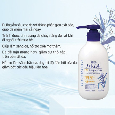 Sữa Dưỡng Thể Chống Nắng, Dưỡng Ẩm Và Làm Sáng Da Chiết Xuất Hạt Ý Dĩ Reihaku Hatomugi Nhật Bản SPF50 PA+++ 250ml