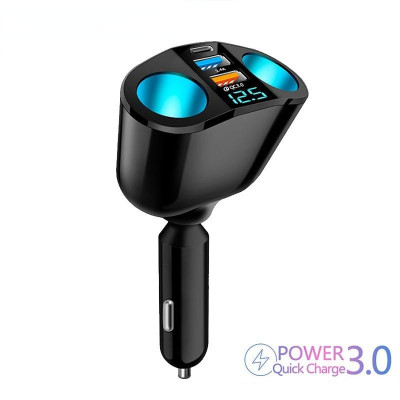 Bộ chia tẩu sạc nhanh ô tô 12/24V gồm cổng sạc nhanh usb trên oto gồm 2 nguồn tẩu, 2 cổng sạc 3.0 và Cổng Type C/PD