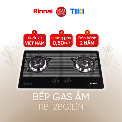 Bếp gas âm Rinnai RVB-2BG(L)N mặt bếp kính và kiềng bếp men - Hàng chính hãng.