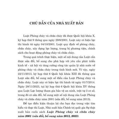 Luật Phòng cháy và chữa cháy năm 2001 ( Sửa đổi, bổ sung năm 2013,2023)