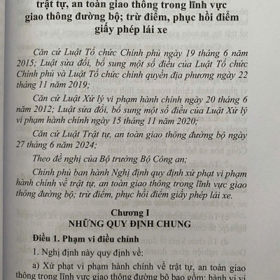 Quy Định Xử Phạt Vi Phạm Hành Chính Về Trật Tự, An Toàn Giao Thông Trong Lĩnh Vực Giao Thông Đường Bộ; Trừ Điểm, Phục Hồi Điểm Giấy Phép Lái Xe