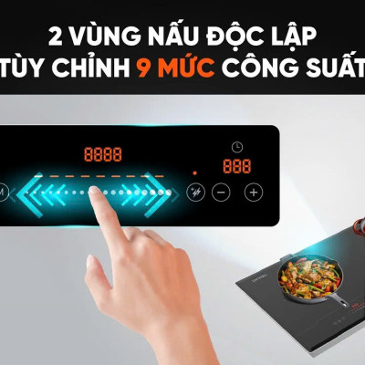 Bếp điện từ đôi Livotec LID-888 4.000W 9 mức công suất - Miễn phí vận chuyển toàn quốc - Bảo hành 24 tháng - Hàng chính hãng