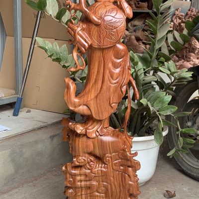 TƯỢNG ĐẠT MA SƯ TỔ BẰNG GỖ HƯƠNG ĐÁ KT CAO 80×25×15CM