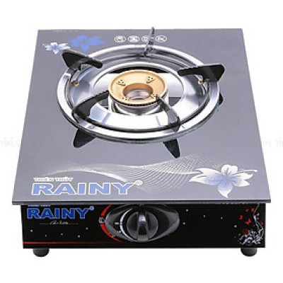 Bếp Gas Đơn mặt kính Chén Nhôm Rainy hoa văn và màu sắc ngẫu nhiên  - Hàng Chính Hãng