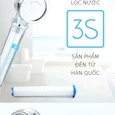 Vòi sen tăng áp lõi lọc Hàn Quốc 3S - Tặng thêm 1 lõi lọc - Luva