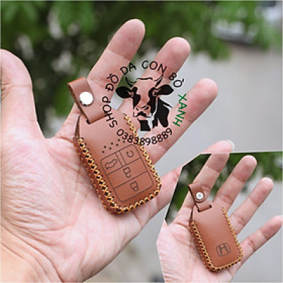 Bao da dành cho chìa khoá Honda City, CRV, CIVIC, ACCORD, CR-V loại smartkey handmade da thật 003
