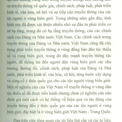Truyền Thông Và Ý Thức Quốc Gia Của Một Số Tộc Người Ở Vùng Biên Giới Việt Nam - Trung Quốc (Sách chuyên khảo) - Viện Hàn lâm Khoa học Xã hội Việt Nam - Viện Dân tộc học; Trần Hồng Thu chủ biên 