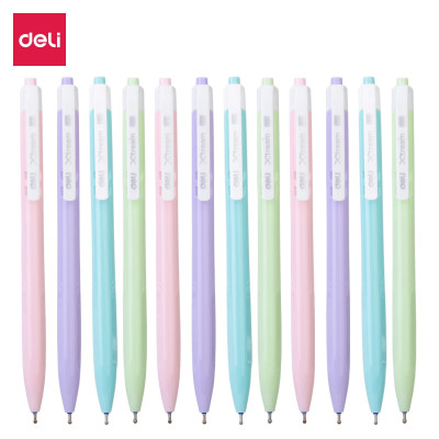 Bút Bi Xanh Ngòi 0.7 Đầu Bấm Deli - Vỏ Nhựa Màu Sắc Xinh Xắn Cute Macaron Pastel Viết Siêu Mượt - Phù Hợp Văn Phòng Học Sinh Ghi Chép Sổ Tay - EQ03330