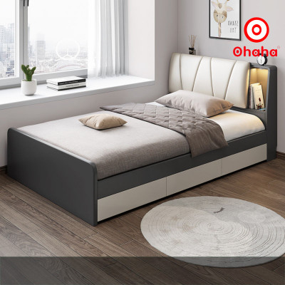 [Miễn phí vận chuyển & lắp đặt] Giường ngủ thông minh cao cấp bọc nệm đầu giường gỗ công nghiệp Ohaha - GN006