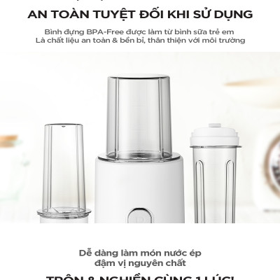 Máy Xay Sinh Tố Mini Cuckoo CFM-D60MGW-Thiết kế nhỏ gọn & hiện đại-Thao tác với 1 chạm-Hàng chính hãng