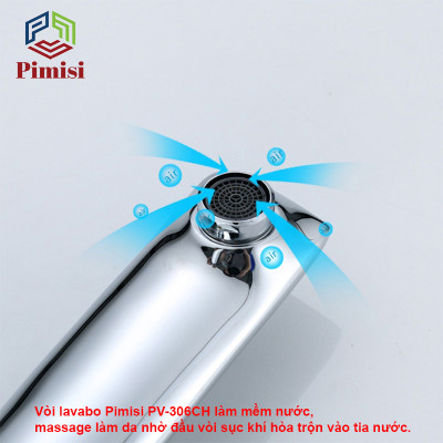 Vòi Chậu Lavabo Pimisi PV-306CH Thân Cao 30cm Cho Chậu Lavabo 1 Lỗ Của Phòng Tắm - Gật Gù Đồng Thau Mạ Xi Sáng Bóng | Chính Hãng