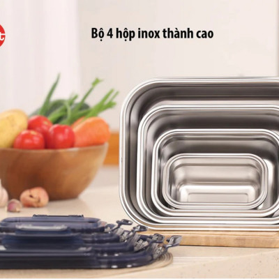 Bộ 4 hộp CAO iMAT inox dùng vi sóng 