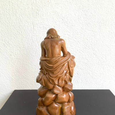 Tượng đạt ma sư tổ bằng gỗ bách xanh thơm nức kt cao 20vn