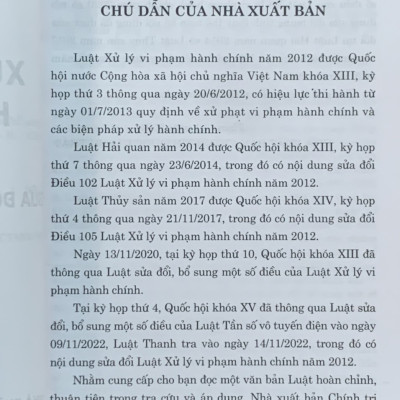 Luậtxử lý vi phạm hành chính (hiện hành) (sửa đổi, bổ sung năm 2020)