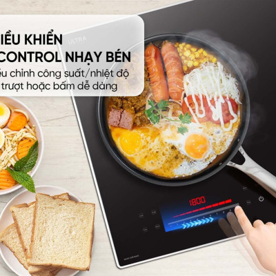 Bếp từ đôi Sunhouse SHB-566HL, Công suất 4000W, Mặt kính Ultra Vitro Ceramic bo viền sang trọng, Chức năng nấu nhanh Booster, Bảng điều khiển Slider Control siêu nhạy, Tính năng hẹn giờ, khóa trẻ em, tự động ngắt, Hàng chính hãng - BH 3 năm tại nhà