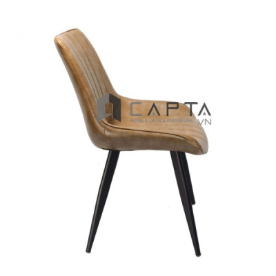 Ghế ăn nệm da nâu bò LUX 5A-P Nội thất Capta Ghế phòng ăn có tựa nệm da PVC bóng màu nâu da  bò có chân sắt sơn tĩnh điện 