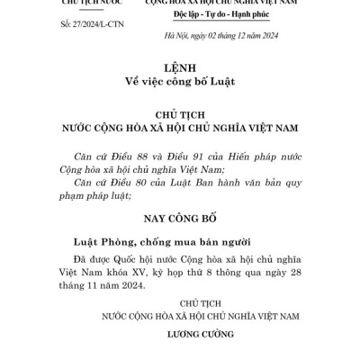 Luật phòng chống mua bán người năm 2024 - bản in 2025