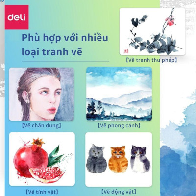 Màu nước dạng tuýp cao cấp 12ml Deli - màu nước hòa tan che phủ tốt - 12 màu/18 màu/24 màu - 73850 / 73851 / 73852 .