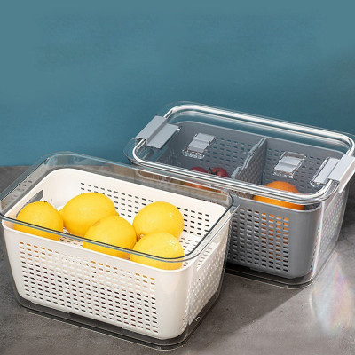 Hộp Đựng Thực Phẩm dễ dàng bảo quản rau củ để Tủ Lạnh 2 Lớp Có Lỗ Thoát Nước, Có Khóa Thoát Khí - Hàng Loại 1 