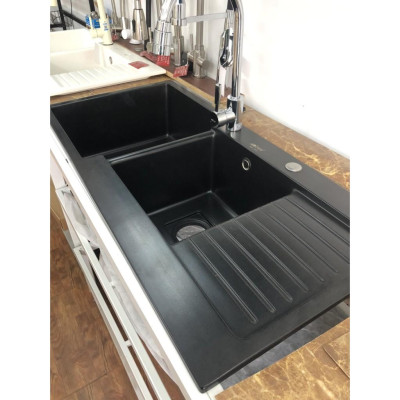 CHẬU RỬA BÁT ĐÁ ĐEN KIM SA CÓ BÀN GROVES 115x48 CM