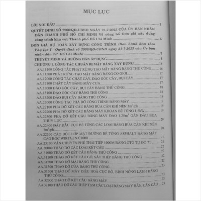 Sách Đơn Giá Dự Toán Xây Dựng Công Trình TP.HCM theo Quyết định số 2966/QĐ-UBND TP.HCM ngày 21/7/2023 (Tập 1) - V2261D