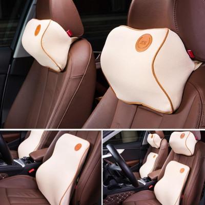 Bộ gối tựa đầu đệm dựa lưng ô tô cao su non thoáng khí không xẹp lún