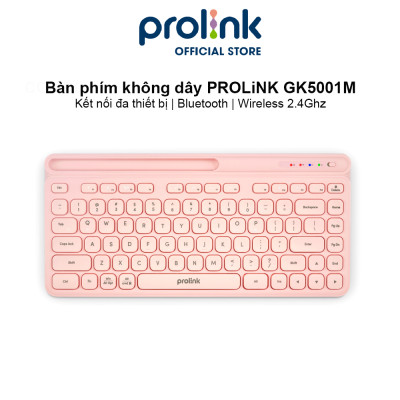 Bàn phím không dây Bluetooth + Wireless PROLiNK GK5001M, nhỏ gọn, kết nối đa thiết bị Windows/Android/MacOS/iOS - Hàng chính hãng