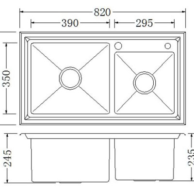 Bồn rửa chén inox 304 KOSKO, chậu rửa chén bát 82x45cm đúc lệch lắp được nhiều loại vòi nước rửa chén