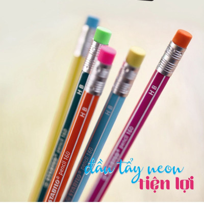 Hộp 12 cây bút chì gỗ STABILO Pencil 160 - Hộp 12 cây thân màu hồng + Gôm tẩy ER198 (PC2160P/12-HB+)