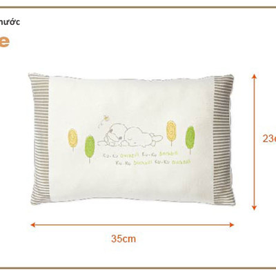 GỐI NẰM CHO BÉ 6M+ BẰNG VẢI ORGANIC KUKU KU2053 - SIZE 23x35 cm