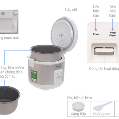 Nồi cơm điện nắp gài Panasonic PANC-SR-MVN107LRA (1L) - Hàng Chính Hãng