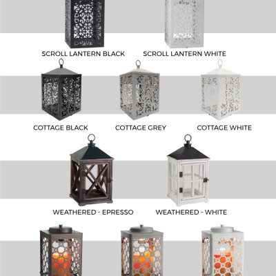 Đèn lồng đốt nến Scroll Lantern White