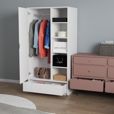 [Happy Home Furniture] CIRCLE, Tủ quần áo 1 cửa mở, 90cm x 56cm x 176cm ( DxRxC), TCM_072