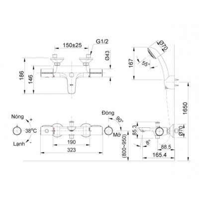 Vòi Sen Tắm Nóng Lạnh Inax BFV-1113S-7C - Hàng chính hãng