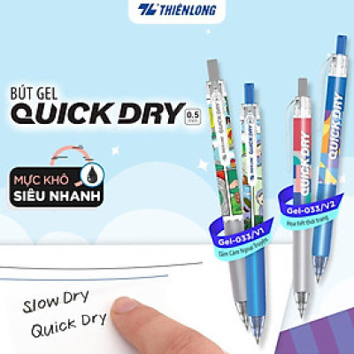 Combo 5/10/20 Bút gel Quick Dry Thiên Long Gel-033/V2 - Mực khô siêu nhanh - Họa tiết thời trang