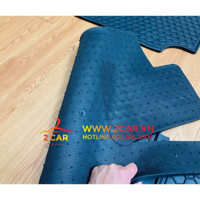 Thảm sàn, lót sàn xe Ford Ranger 2015-2021, Sàn cao su vân tổ ong cao cấp - mẫu Nissin chữ Trắng