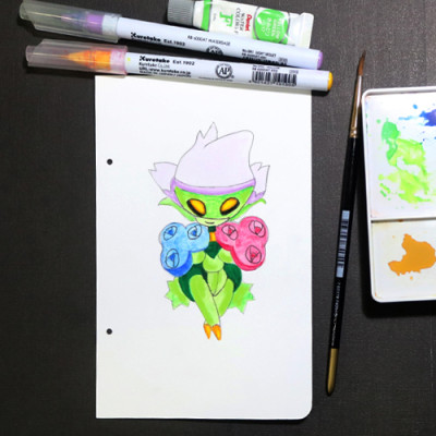 Giấy vẽ màu nước giấy lên màu đẹp tự nhiên, giấy vân nhẹ 40 tờ bo góc khổ (11 x 17.5) cm NA393 Green Art - Hàng chính hãng