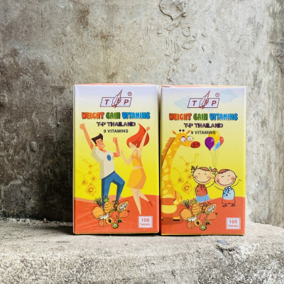 9 Vitamin TP Tăng Cân Thái Lan, Cải Thiện Cân Nặng hộp 100 viên dùng cho người từ 3 tuổi trở lên